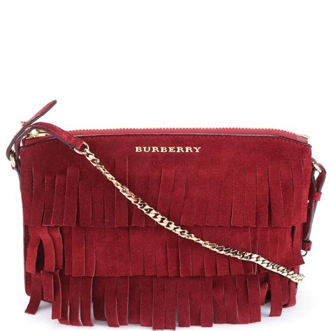 Burberry Suede Fringe Peyton Crossbody Handbags